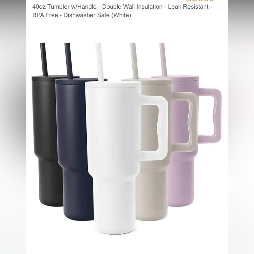 40oz Tumbler w/Handle - Double Wall Insulation - Leak Resistant. - Picture 4 of 11